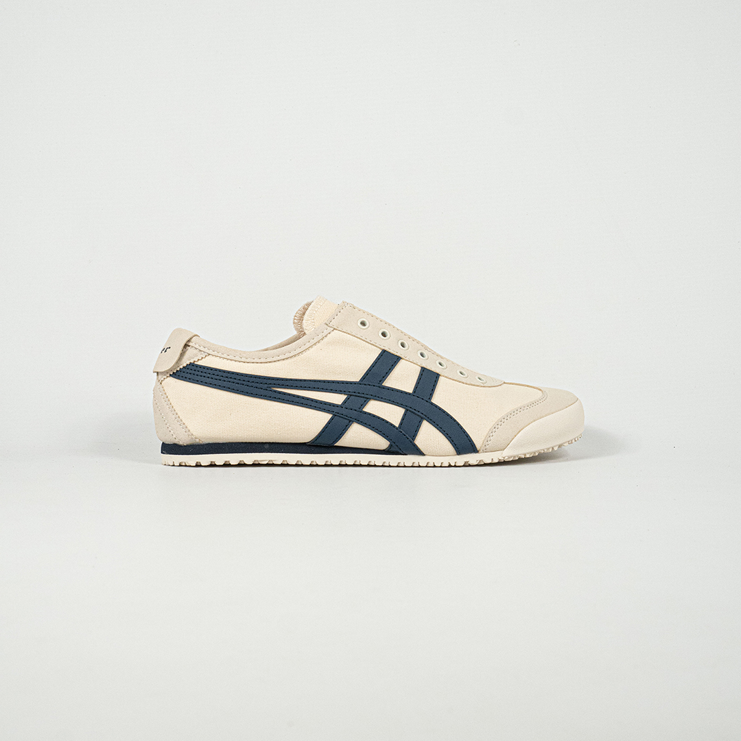 Sepatu Onitsuka Tiger Mexico 66 Slip On Birch Midnight Navy Canvas Unisex Sneakers Casual Authentic