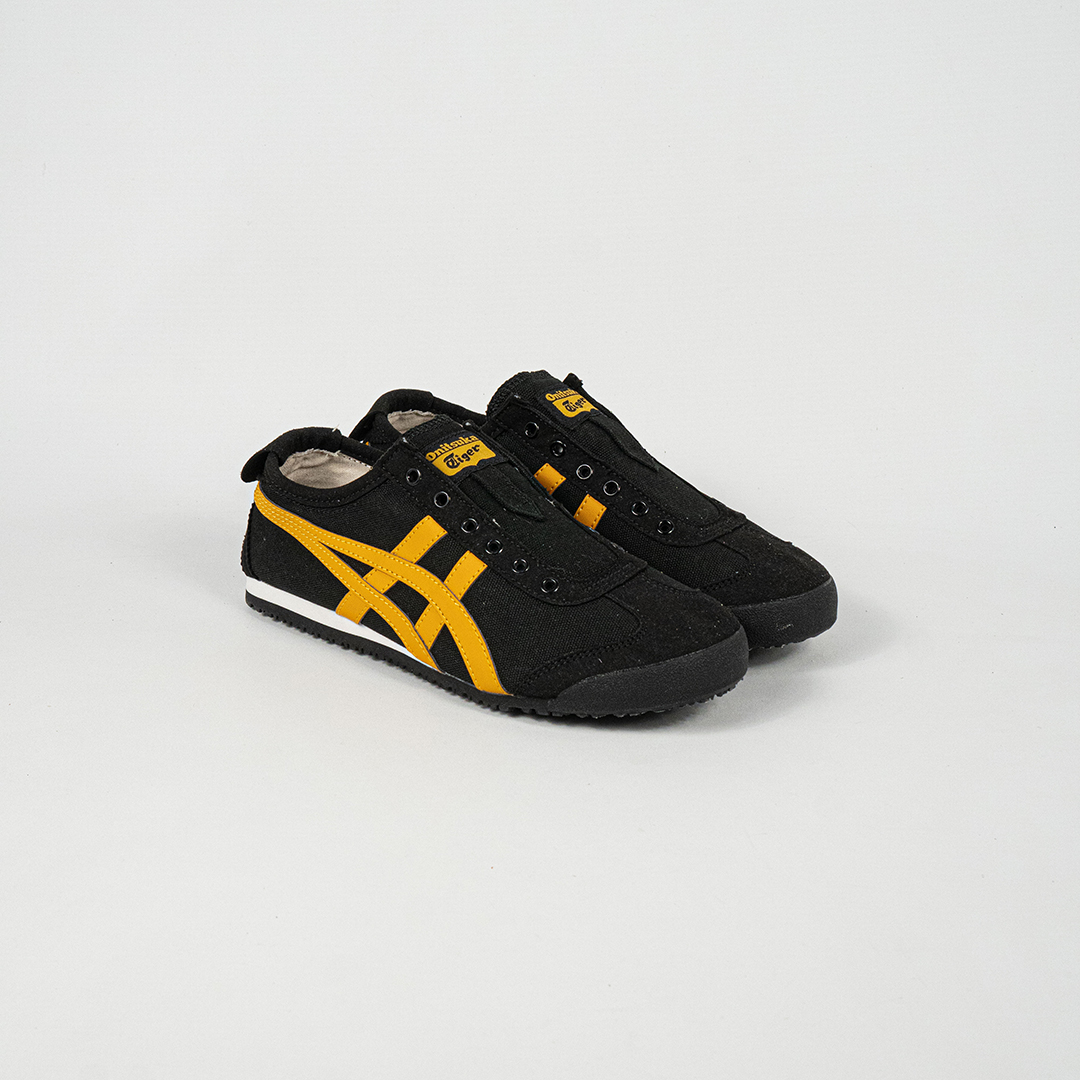 Sepatu Onitsuka Tiger Mexico 66 Slip On Black Yellow Canvas Unisex Sneakers Casual Authentic - Image 5