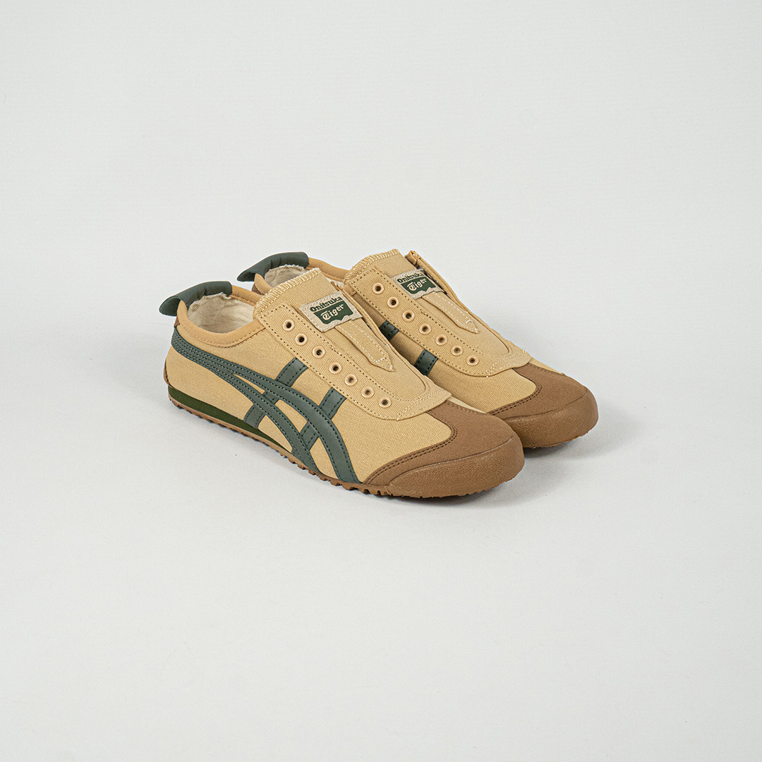 Sepatu Onitsuka Tiger Mexico 66 Slip On Grass Green Brown Canvas Unisex Sneakers Casual Authentic - Image 5