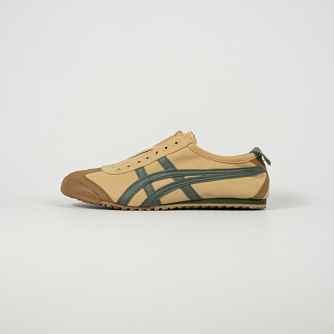 Sepatu Onitsuka Tiger Mexico 66 Slip On Grass Green Brown Canvas Unisex Sneakers Casual Authentic - Image 2