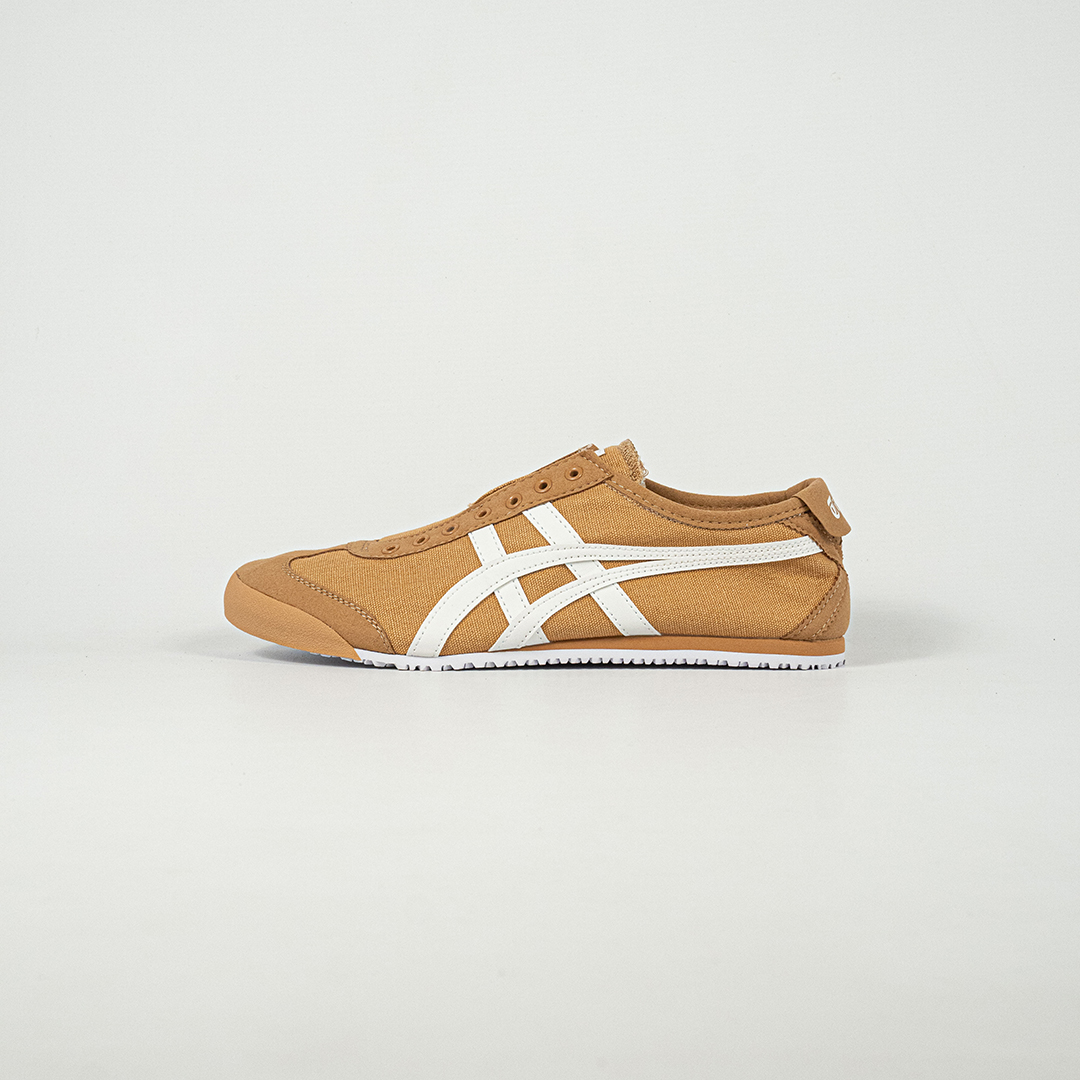 Sepatu Onitsuka Tiger Mexico 66 Slip On Tan Presidio Brown White Canvas Unisex Sneakers Casual Authentic - Image 2