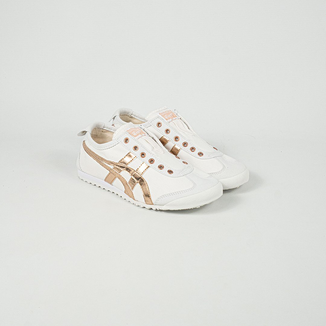 Sepatu Onitsuka Tiger Mexico 66 Slip On White Pure Gold Canvas Unisex Sneakers Casual Authentic - Image 5