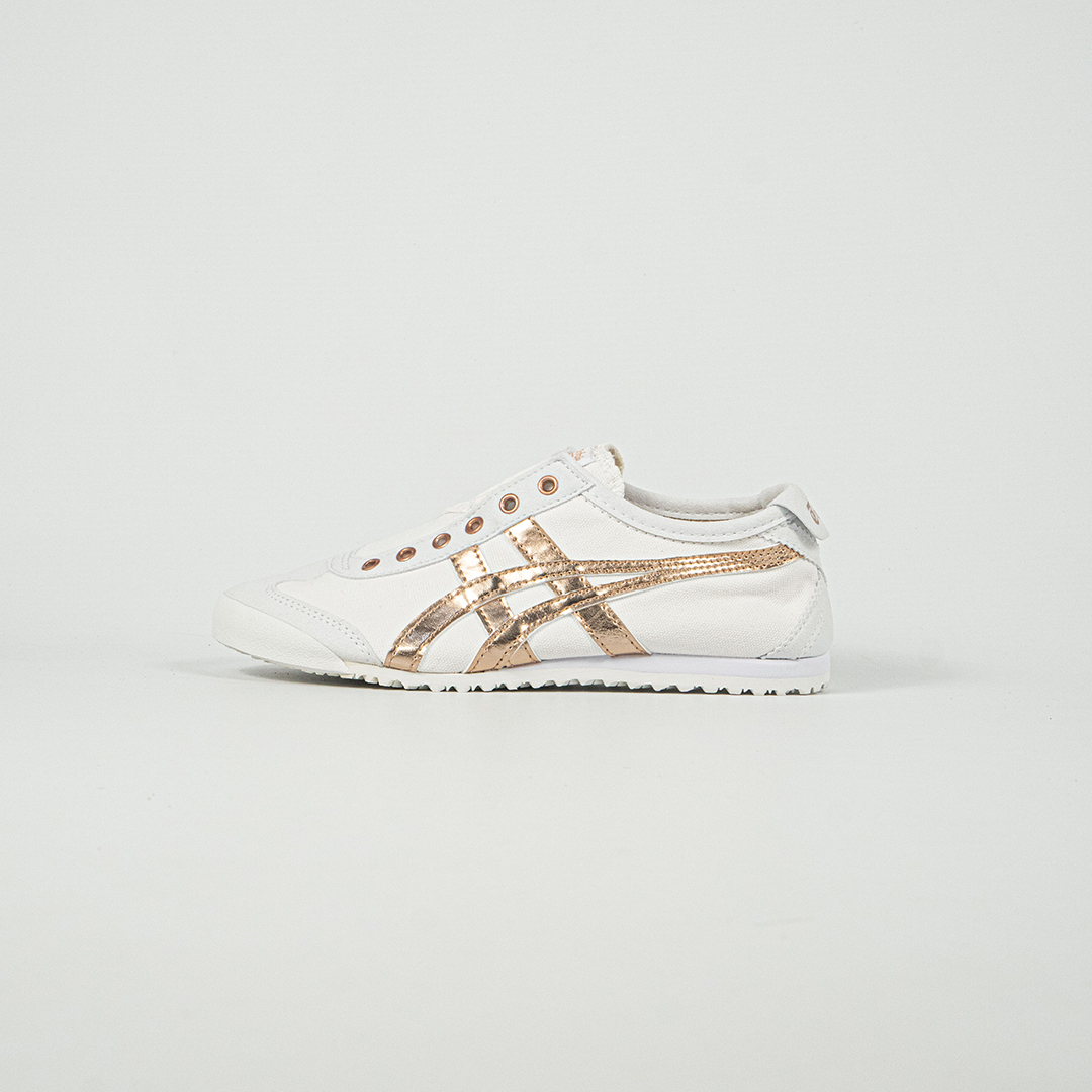 Sepatu Onitsuka Tiger Mexico 66 Slip On White Pure Gold Canvas Unisex Sneakers Casual Authentic - Image 2