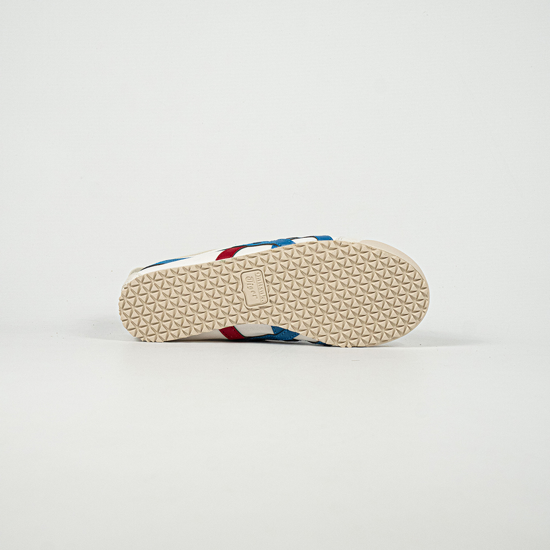 Sepatu Onitsuka Tiger Mexico 66 Slip On White Tri Color Blue Red Canvas Unisex Sneakers Casual Authentic - Image 3
