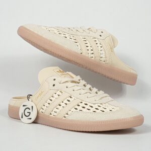 Sepatu Adidas Samba OG Mule Woven Crew White Beige Cream Sneakers Casual Authentic