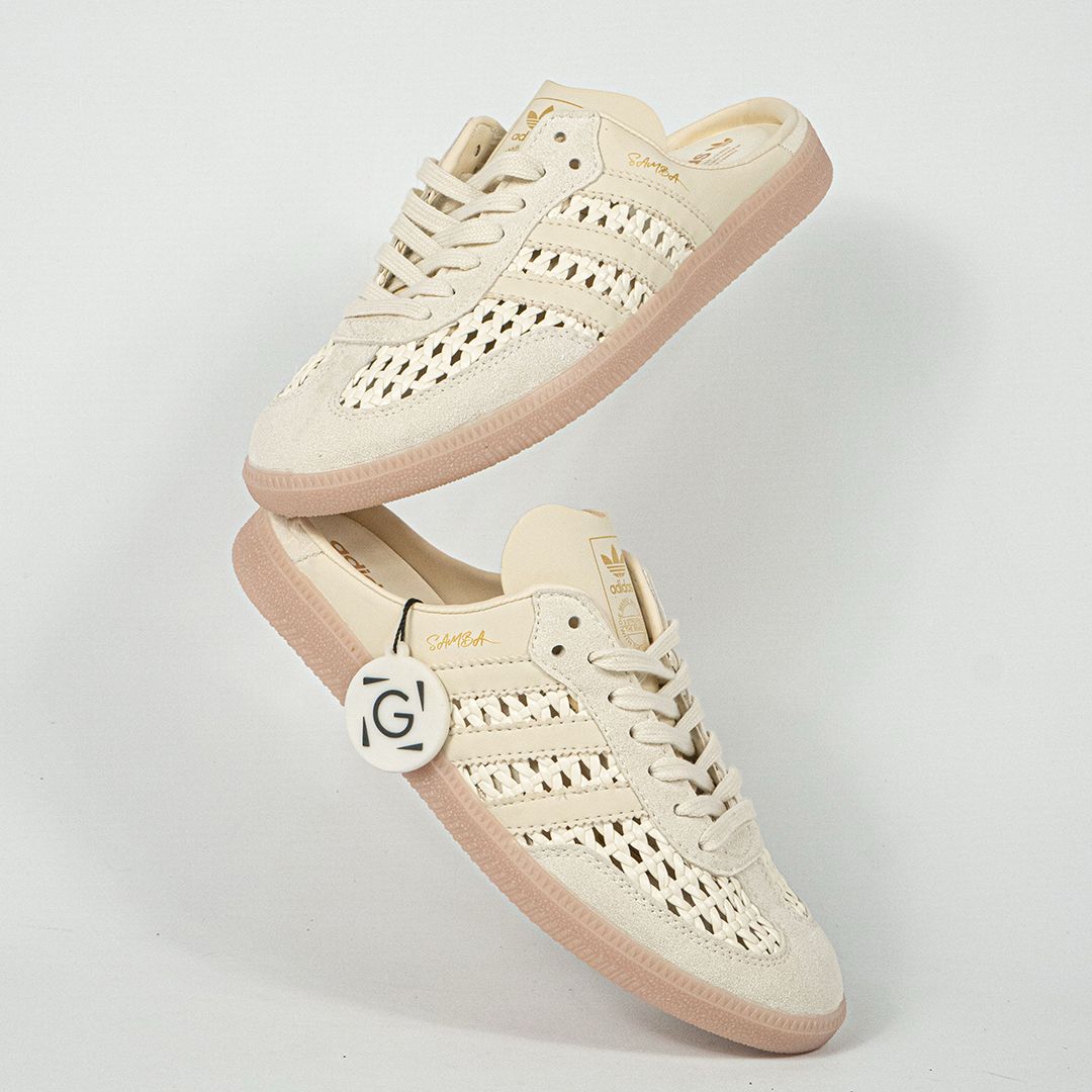 Sepatu Adidas Samba OG Mule Woven Crew White Beige Cream Sneakers Casual Authentic - Image 5