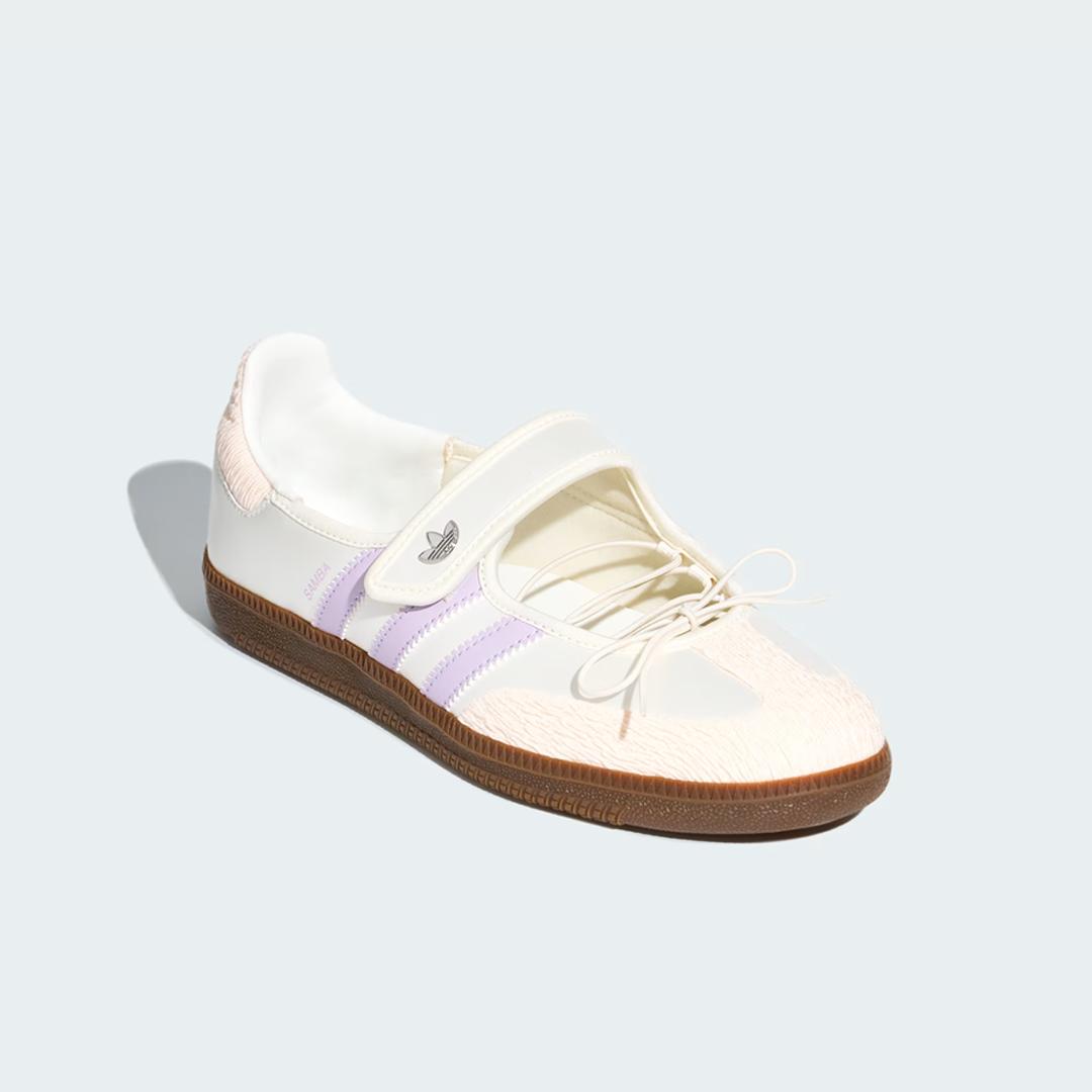 Sepatu Adidas Samba OG Mary Jane Chalk White Silver Dawn Purple Casual Wanita Indoor Outdoor Sneakers Authentic - Image 3