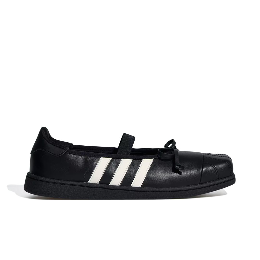 Sepatu Superstar Square Toe Ballet JENNIE Black White Core Black Casual Outdoor Indoor Wanita Sneakers Authentic