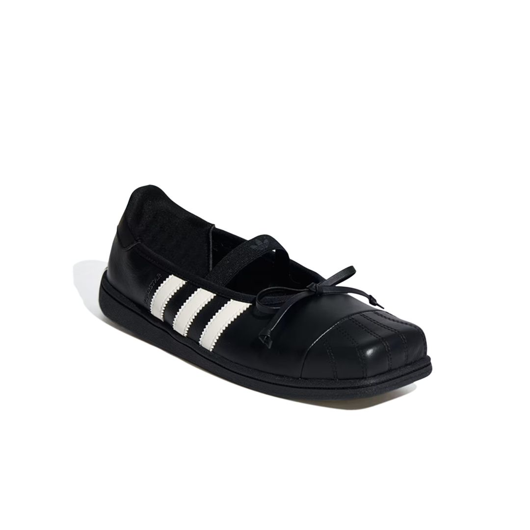 Sepatu Superstar Square Toe Ballet JENNIE Black White Core Black Casual Outdoor Indoor Wanita Sneakers Authentic - Image 4